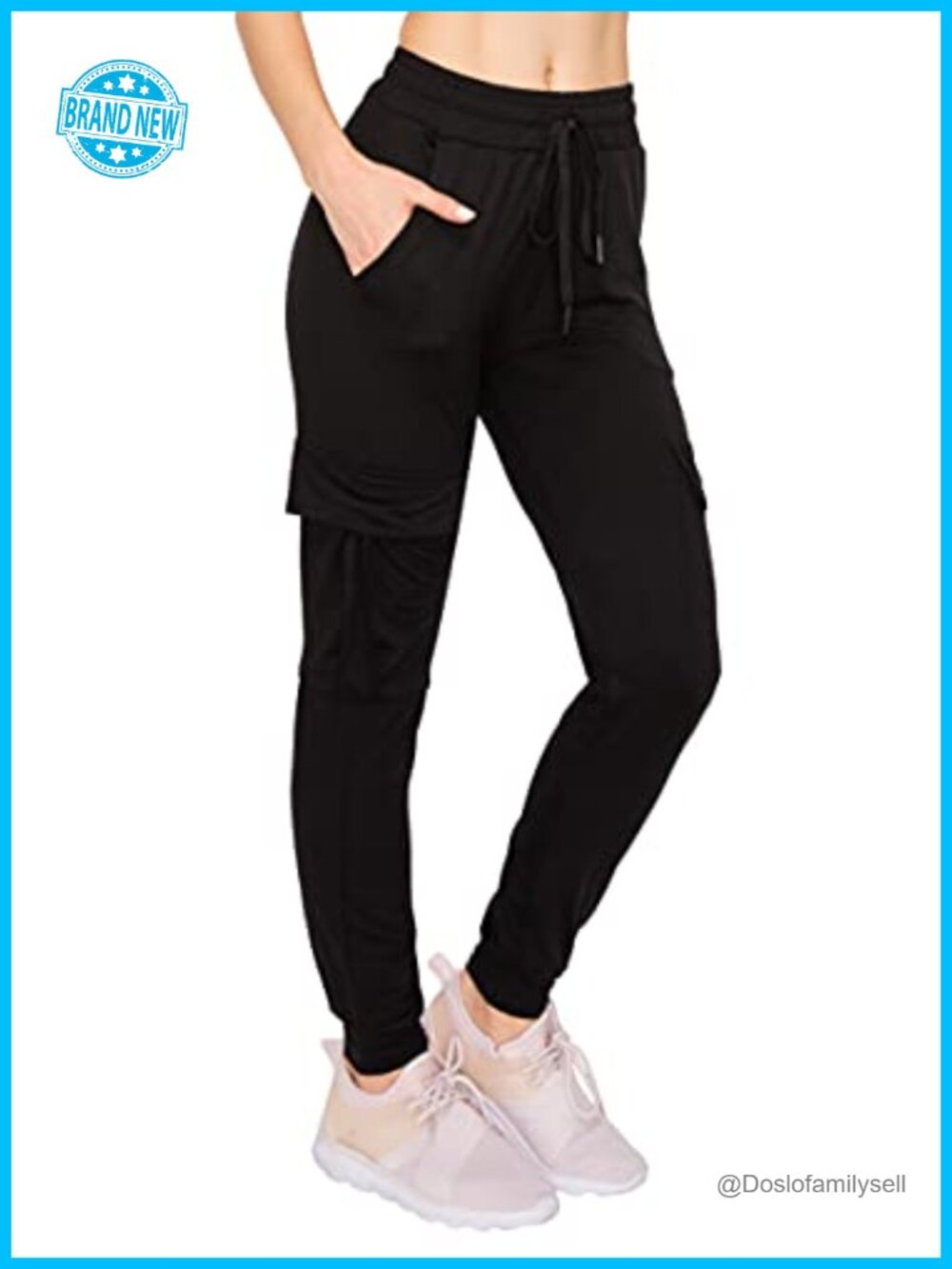 Women's Cargo Jogger Sweatpants High Waist Drawstring Tapered Lounge